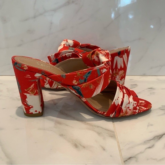 Lewit Satin Floral-Patterned Red Sandal Block Heels (EU 37.5) - Picture 5 of 5